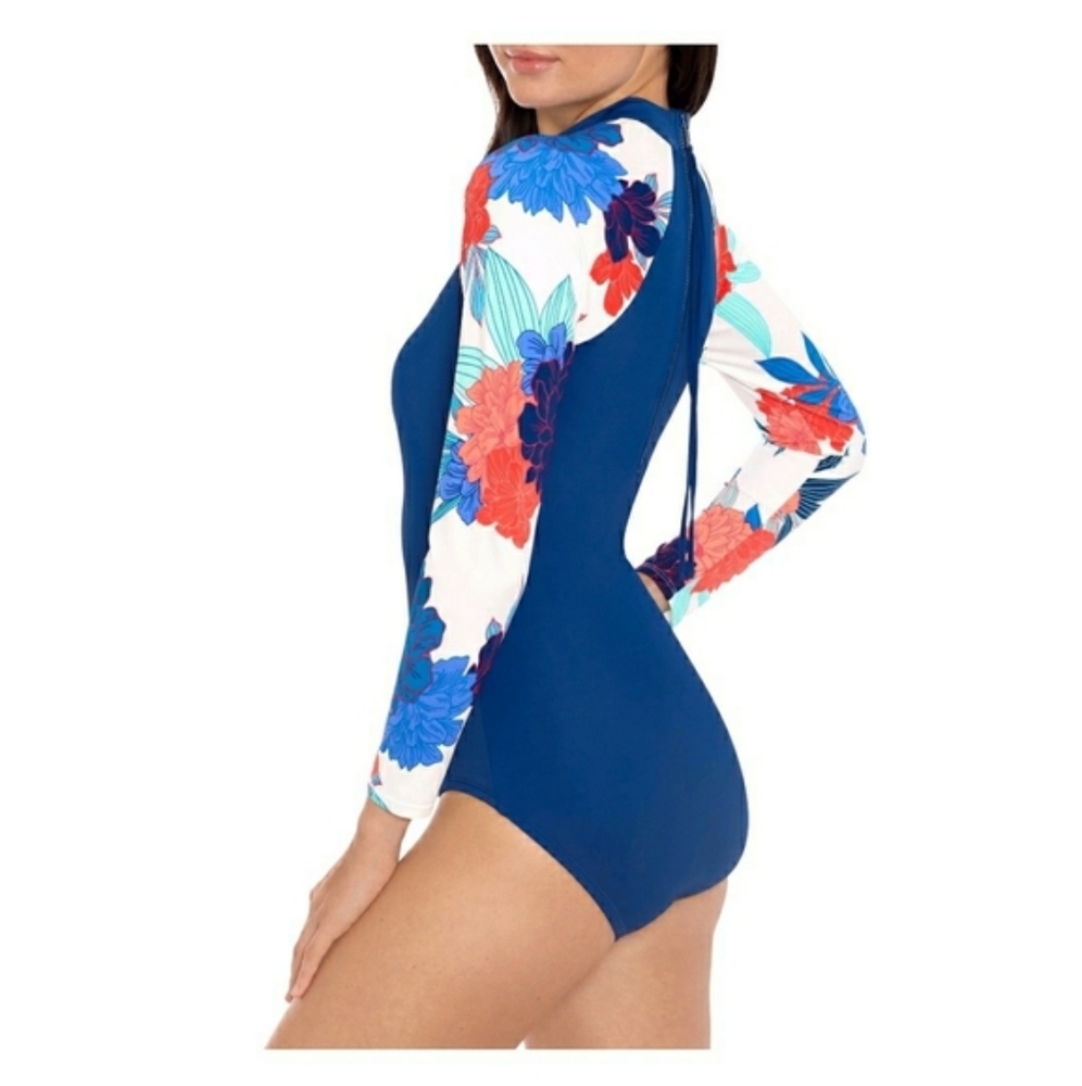 Avia Flower Rashguard One Piece Swimsuit Medium